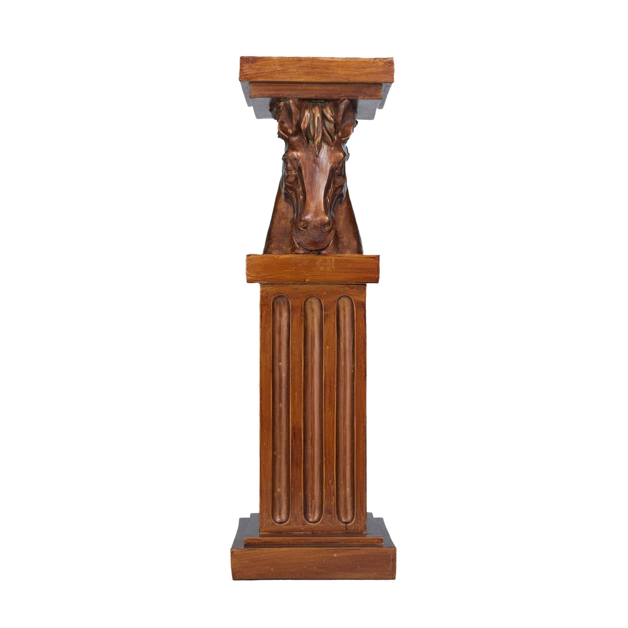 Brown Polystone Traditional Pedestal Table, 25" x 8" x 9"
